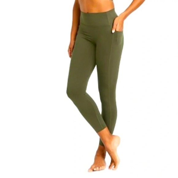 ALL IN MOTION WOMENS ATHLETIC YOGA PANTS OLIVE‎ GREEN FLEX HIGH-RISE SIZE SMALL - Picture 1 of 6